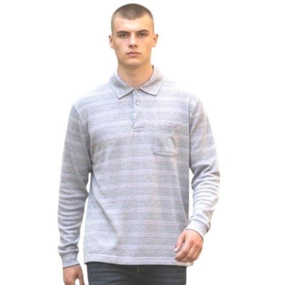 Y2k Vintage Faconnable Men size XXL Striped Long Sleeve Preppy Casual Polo Shirt